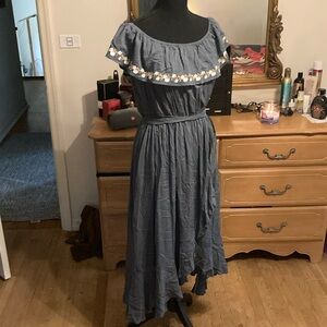 Muted Blue Off-Shoulder Dress